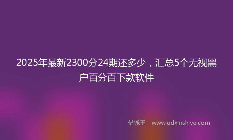 2025年最新2300分24期还多少，汇总5个无视黑户百分百下款软件