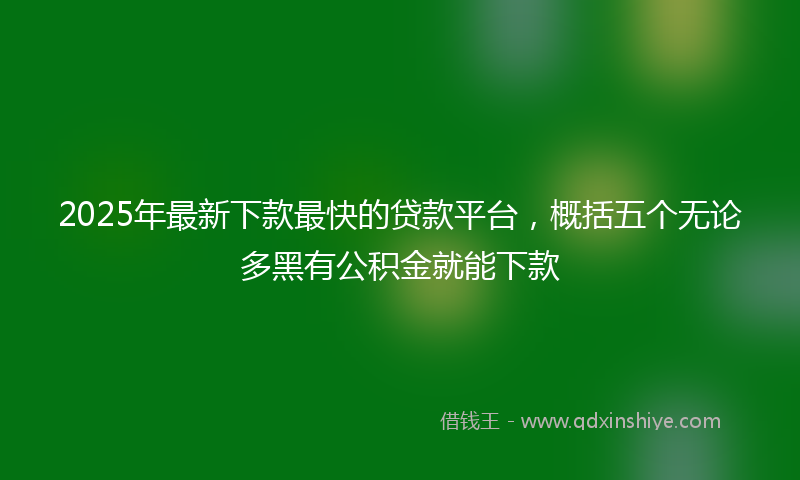 2025年最新下款最快的贷款平台，概括五个无论多黑有公积金就能下款