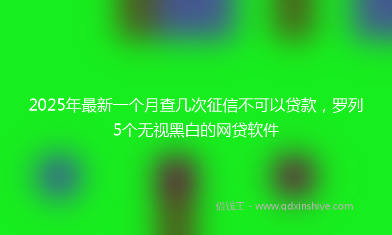2025年最新一个月查几次征信不可以贷款，罗列5个无视黑白的网贷软件