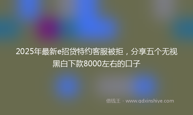 2025年最新e招贷特约客服被拒，分享五个无视黑白下款8000左右的口子