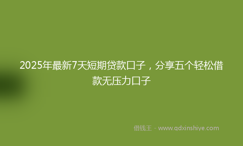 2025年最新7天短期贷款口子，分享五个轻松借款无压力口子