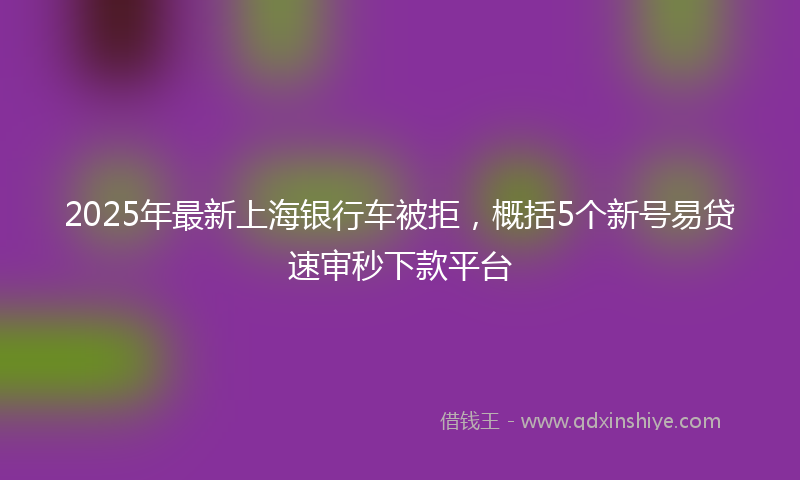 2025年最新上海银行车被拒，概括5个新号易贷速审秒下款平台