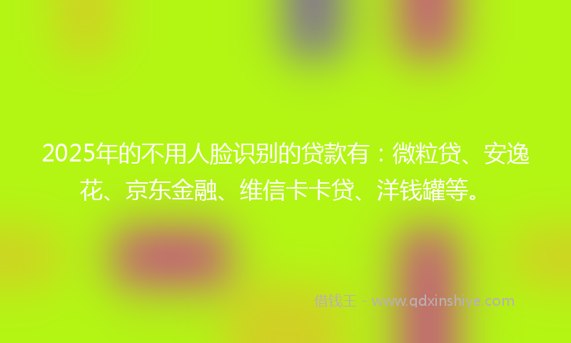 2025年的不用人脸识别的贷款有：微粒贷、安逸花、京东金融、维信卡卡贷、洋钱罐等。