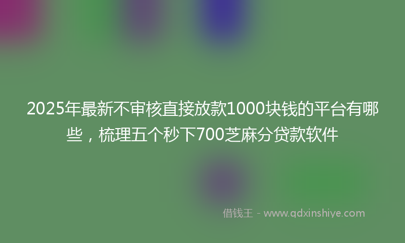 2025年最新不审核直接放款1000块钱的平台有哪些，梳理五个秒下700芝麻分贷款软件