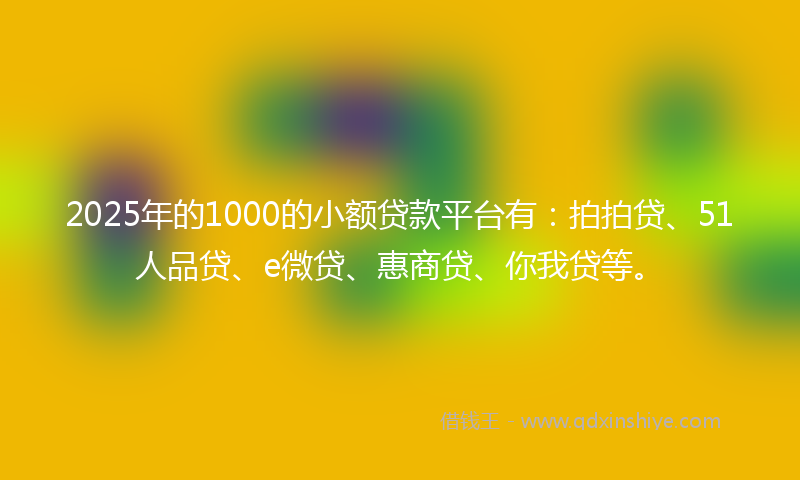 2025年的1000的小额贷款平台有：拍拍贷、51人品贷、e微贷、惠商贷、你我贷等。