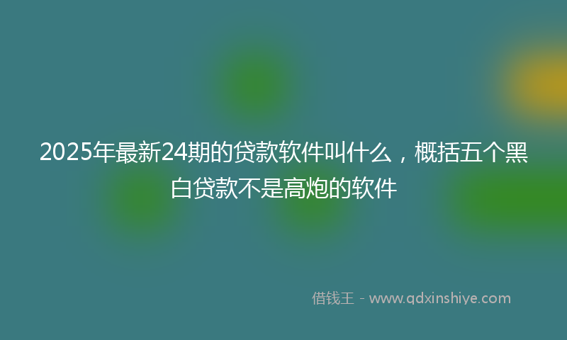 2025年最新24期的贷款软件叫什么，概括五个黑白贷款不是高炮的软件