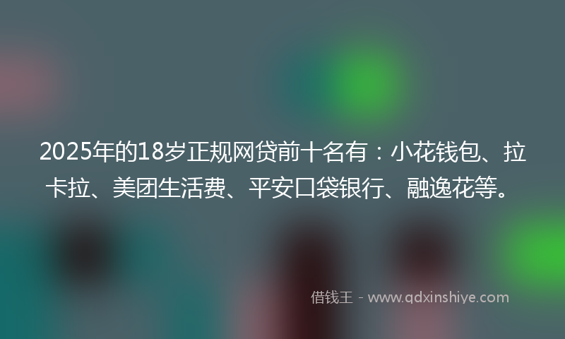 2025年的18岁正规网贷前十名有：小花钱包、拉卡拉、美团生活费、平安口袋银行、融逸花等。