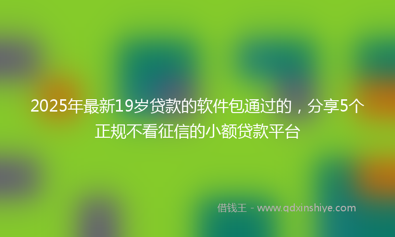 2025年最新19岁贷款的软件包通过的，分享5个正规不看征信的小额贷款平台