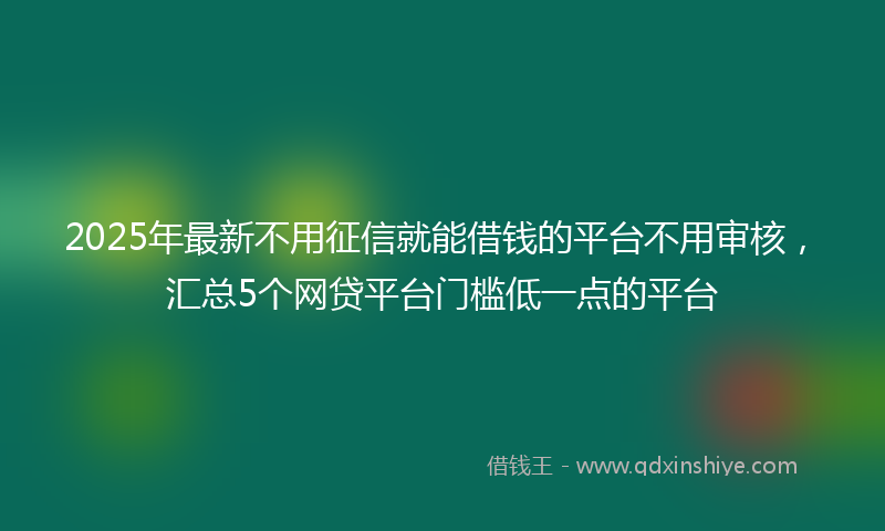 2025年最新不用征信就能借钱的平台不用审核，汇总5个网贷平台门槛低一点的平台