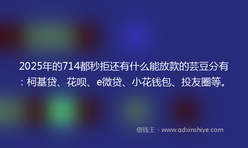 2025年的714都秒拒还有什么能放款的芸豆分有：柯基贷、花呗、e微贷、小花钱包、投友圈等。