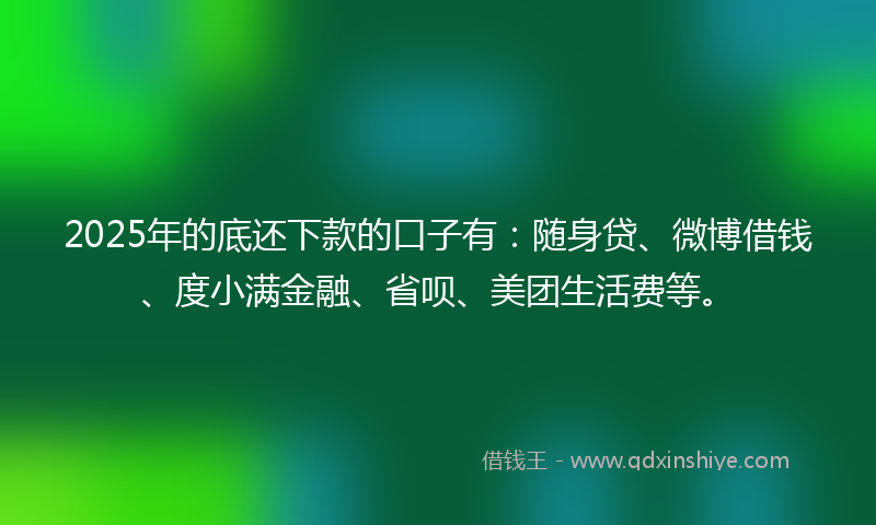 2025年的底还下款的口子有：随身贷、微博借钱、度小满金融、省呗、美团生活费等。