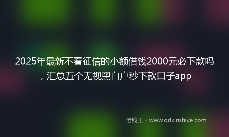 2025年最新不看征信的小额借钱2000元必下款吗，汇总五个无视黑白户秒下款口子app