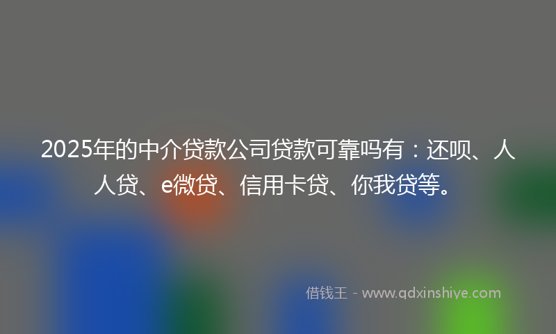 2025年的中介贷款公司贷款可靠吗有：还呗、人人贷、e微贷、信用卡贷、你我贷等。