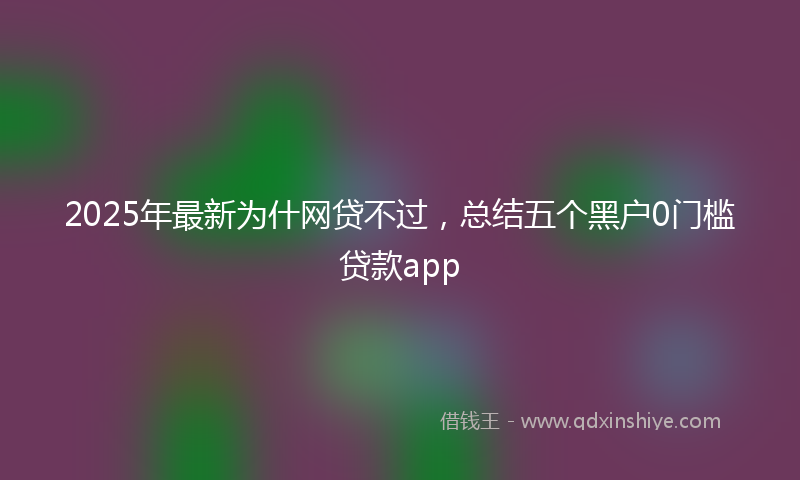 2025年最新为什网贷不过，总结五个黑户0门槛贷款app