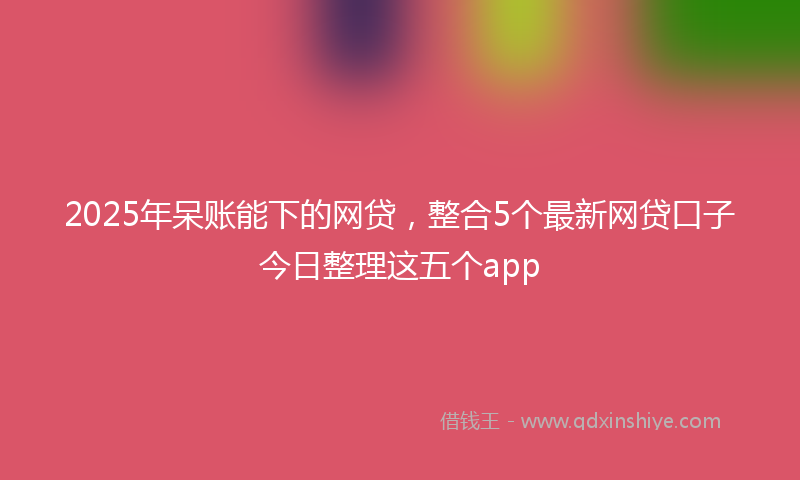 2025年呆账能下的网贷，整合5个最新网贷口子今日整理这五个app