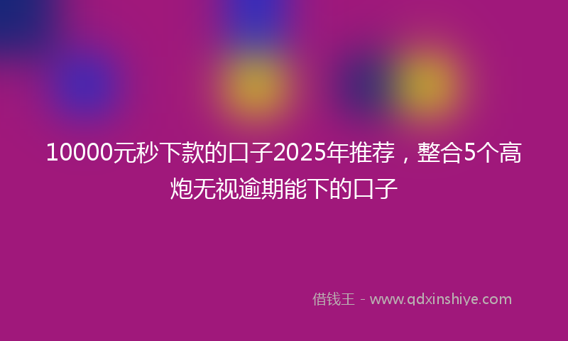 10000元秒下款的口子2025年推荐，整合5个高炮无视逾期能下的口子