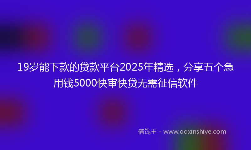 19岁能下款的贷款平台2025年精选，分享五个急用钱5000快审快贷无需征信软件
