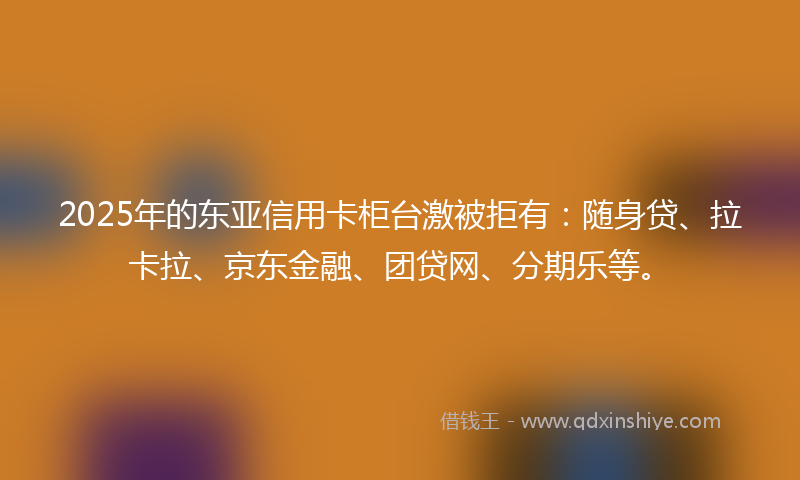 2025年的东亚信用卡柜台激被拒有：随身贷、拉卡拉、京东金融、团贷网、分期乐等。
