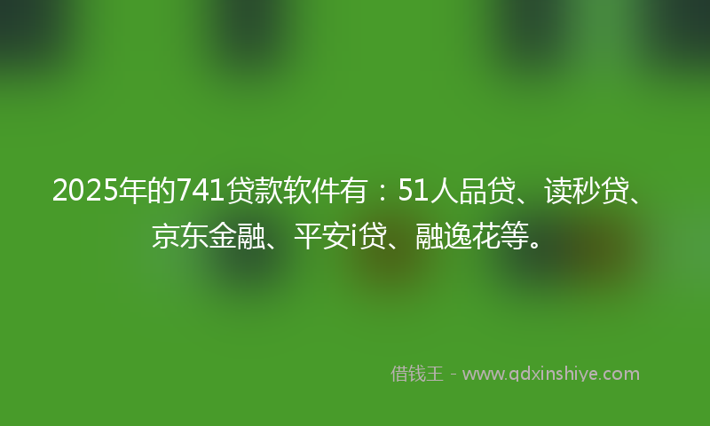 2025年的741贷款软件有：51人品贷、读秒贷、京东金融、平安i贷、融逸花等。