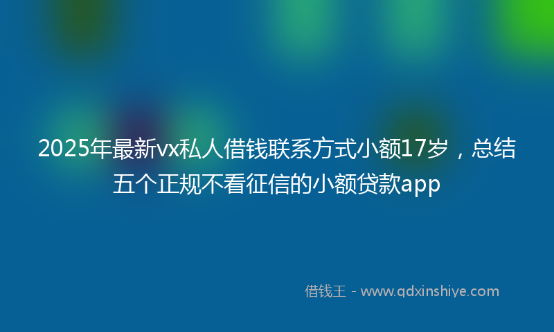 2025年最新vx私人借钱联系方式小额17岁，总结五个正规不看征信的小额贷款app
