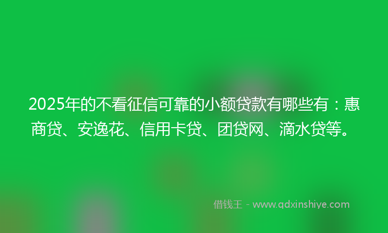 2025年的不看征信可靠的小额贷款有哪些有：惠商贷、安逸花、信用卡贷、团贷网、滴水贷等。