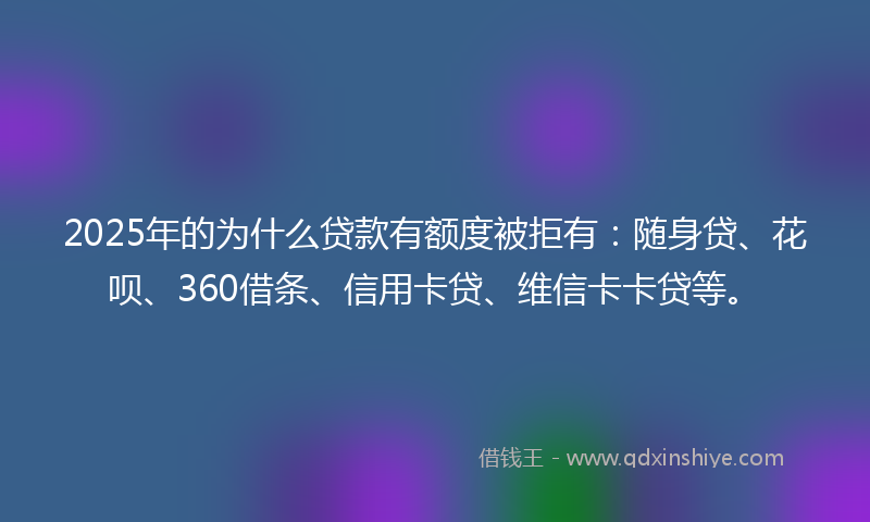 2025年的为什么贷款有额度被拒有：随身贷、花呗、360借条、信用卡贷、维信卡卡贷等。