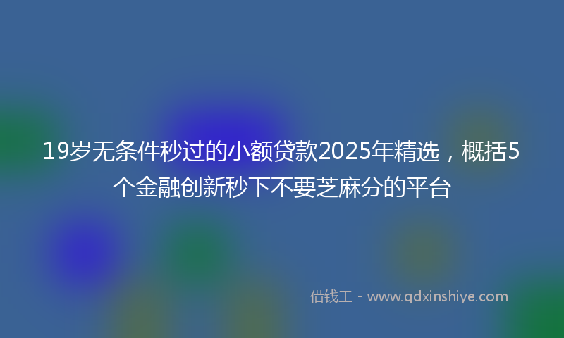 19岁无条件秒过的小额贷款2025年精选，概括5个金融创新秒下不要芝麻分的平台