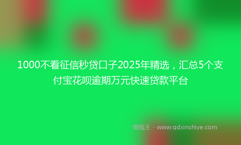 1000不看征信秒贷口子2025年精选，汇总5个支付宝花呗逾期万元快速贷款平台