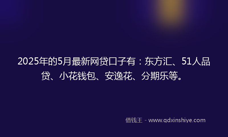 2025年的5月最新网贷口子有：东方汇、51人品贷、小花钱包、安逸花、分期乐等。