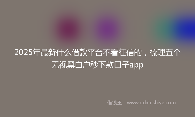 2025年最新什么借款平台不看征信的，梳理五个无视黑白户秒下款口子app