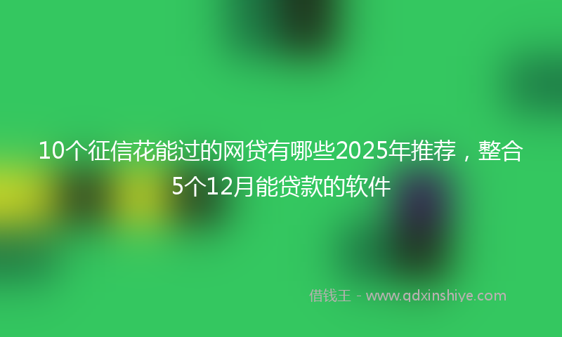 10个征信花能过的网贷有哪些2025年推荐，整合5个12月能贷款的软件