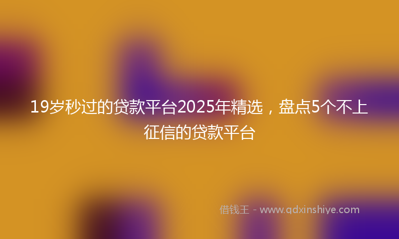19岁秒过的贷款平台2025年精选，盘点5个不上征信的贷款平台