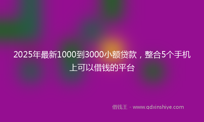 2025年最新1000到3000小额贷款，整合5个手机上可以借钱的平台