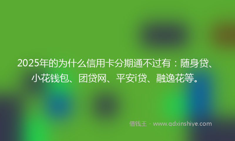 2025年的为什么信用卡分期通不过有：随身贷、小花钱包、团贷网、平安i贷、融逸花等。