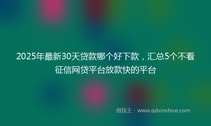 2025年最新30天贷款哪个好下款，汇总5个不看征信网贷平台放款快的平台
