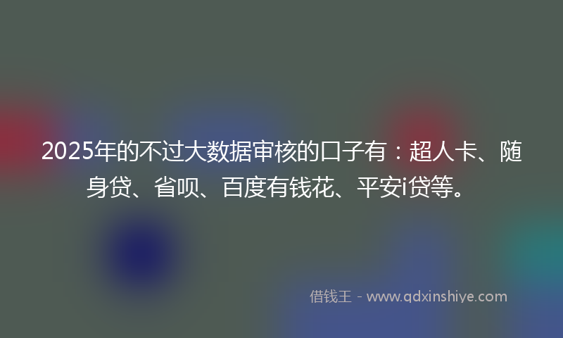 2025年的不过大数据审核的口子有：超人卡、随身贷、省呗、百度有钱花、平安i贷等。