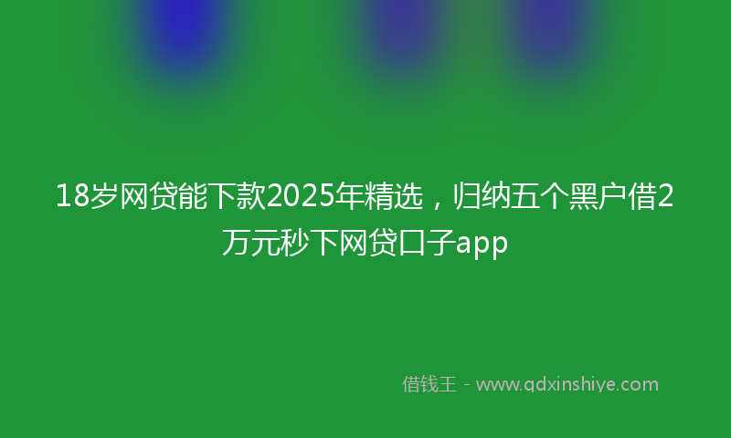 18岁网贷能下款2025年精选，归纳五个黑户借2万元秒下网贷口子app