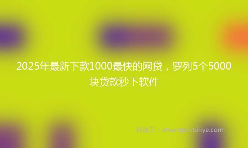 2025年最新下款1000最快的网贷，罗列5个5000块贷款秒下软件