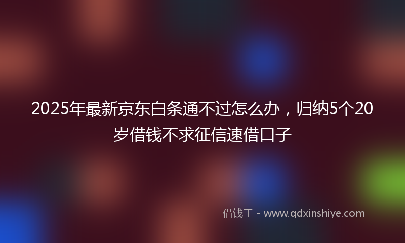 2025年最新京东白条通不过怎么办，归纳5个20岁借钱不求征信速借口子