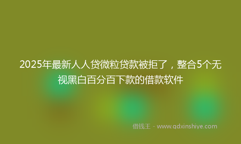 2025年最新人人贷微粒贷款被拒了，整合5个无视黑白百分百下款的借款软件