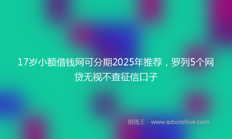 17岁小额借钱网可分期2025年推荐，罗列5个网贷无视不查征信口子