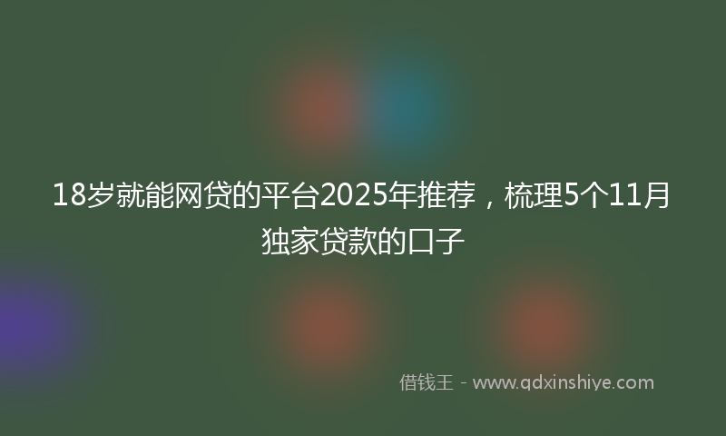 18岁就能网贷的平台2025年推荐，梳理5个11月独家贷款的口子