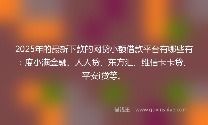 2025年的最新下款的网贷小额借款平台有哪些有：度小满金融、人人贷、东方汇、维信卡卡贷、平安i贷等。