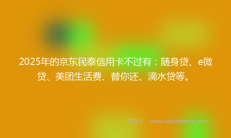 2025年的京东民泰信用卡不过有：随身贷、e微贷、美团生活费、替你还、滴水贷等。