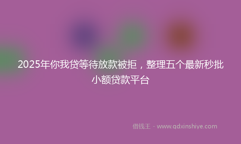 2025年你我贷等待放款被拒，整理五个最新秒批小额贷款平台
