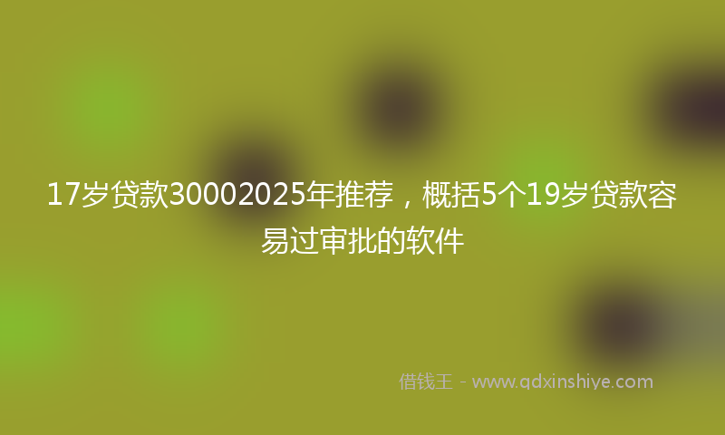 17岁贷款30002025年推荐，概括5个19岁贷款容易过审批的软件