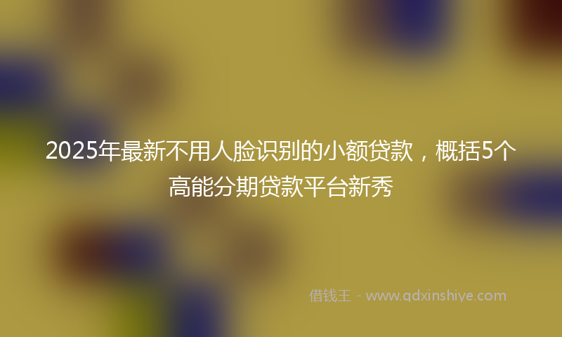 2025年最新不用人脸识别的小额贷款，概括5个高能分期贷款平台新秀