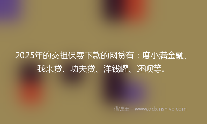 2025年的交担保费下款的网贷有：度小满金融、我来贷、功夫贷、洋钱罐、还呗等。