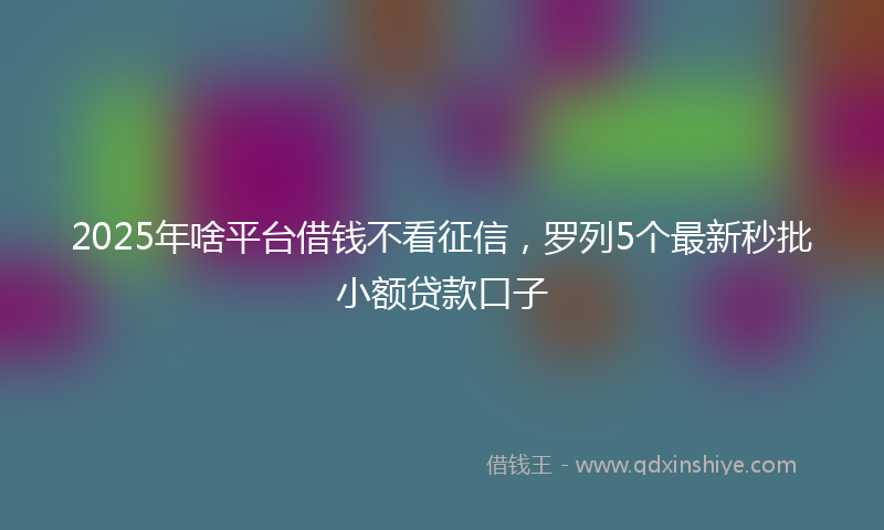 2025年啥平台借钱不看征信，罗列5个最新秒批小额贷款口子