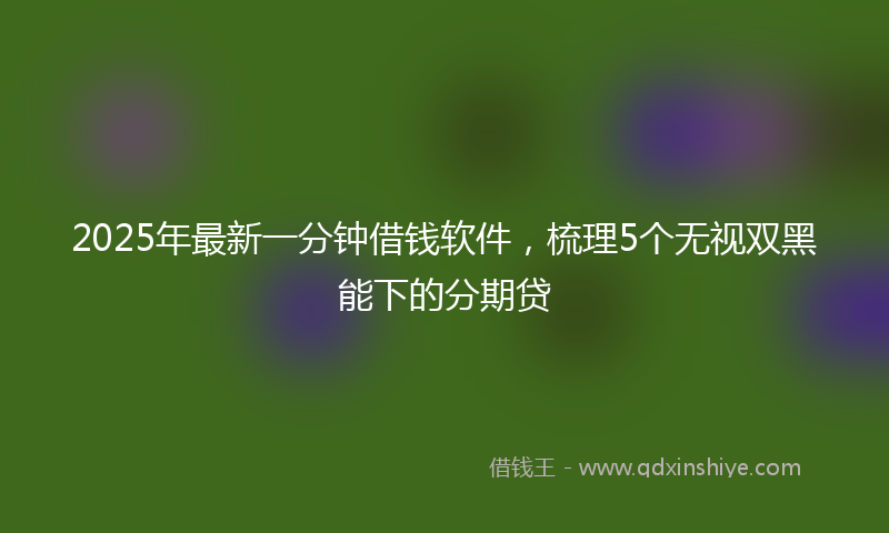 2025年最新一分钟借钱软件，梳理5个无视双黑能下的分期贷